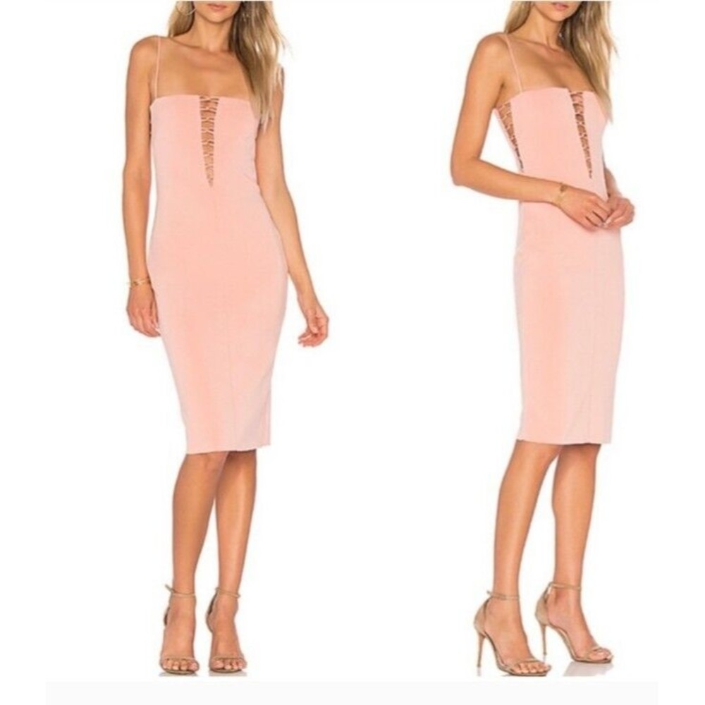 Bec & Bridge Metamorphic Plunge Midi Dress Blush Pink Size 4